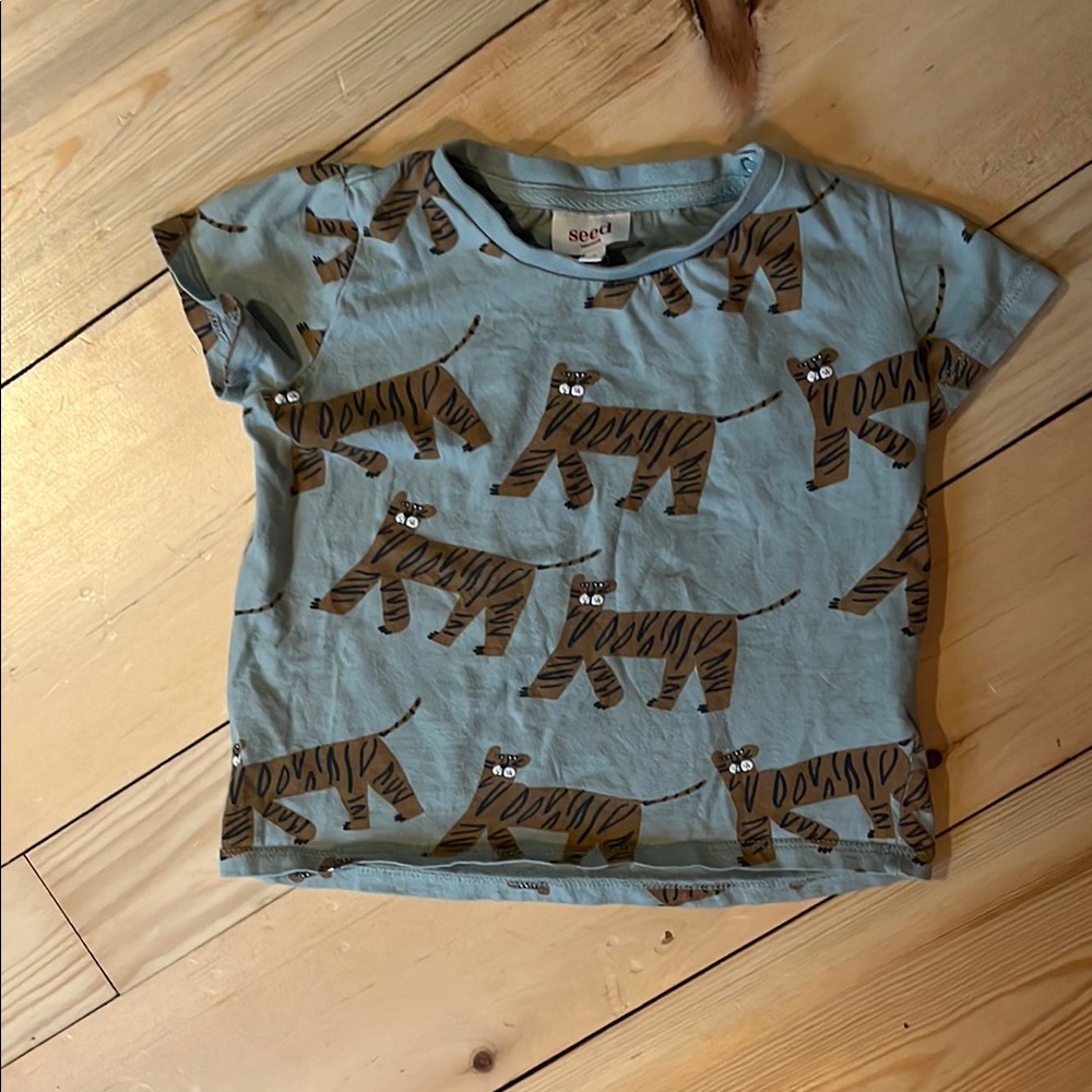 Seed Australia Kids Teal Tiger Print Shirt